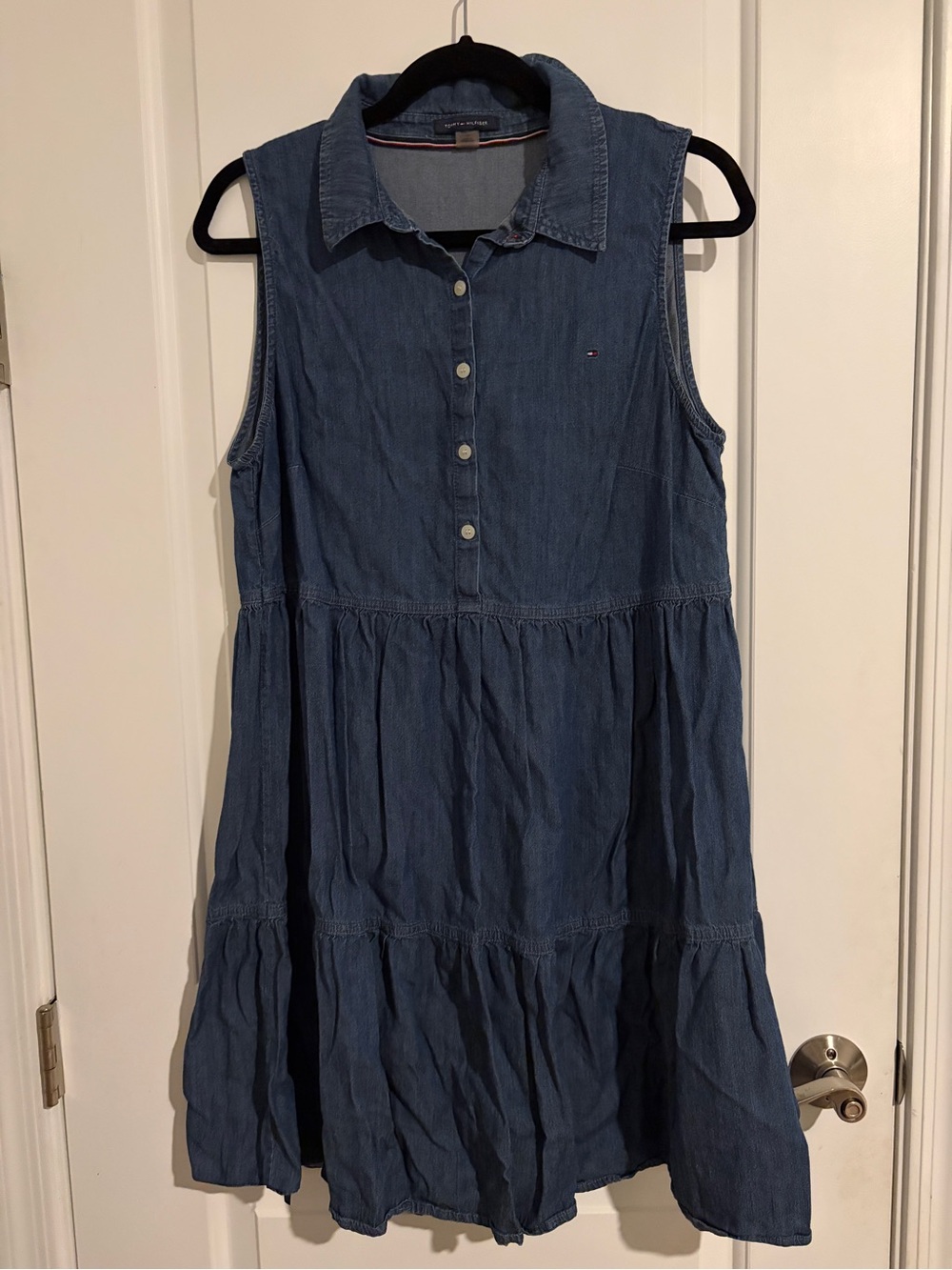 Tommy Hilfiger Blue Sleeveless Tiered Denim Dress Size 12